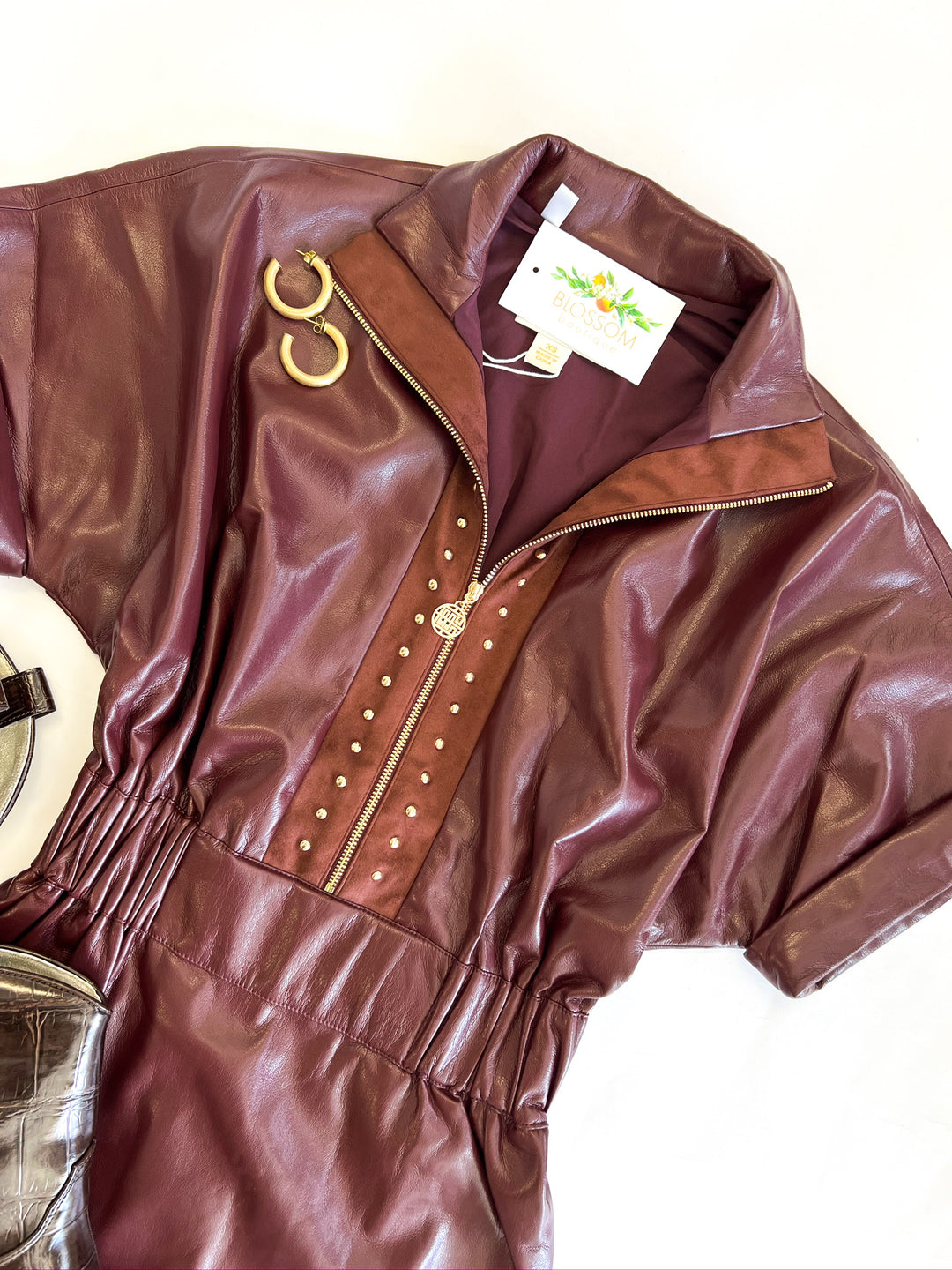 Bitter Chocolate Faux Leather Pullover Dress