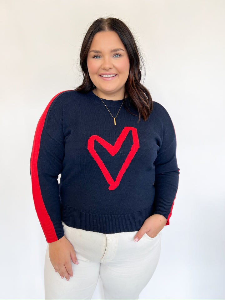 Navy Striped Heart Lottie Sweater