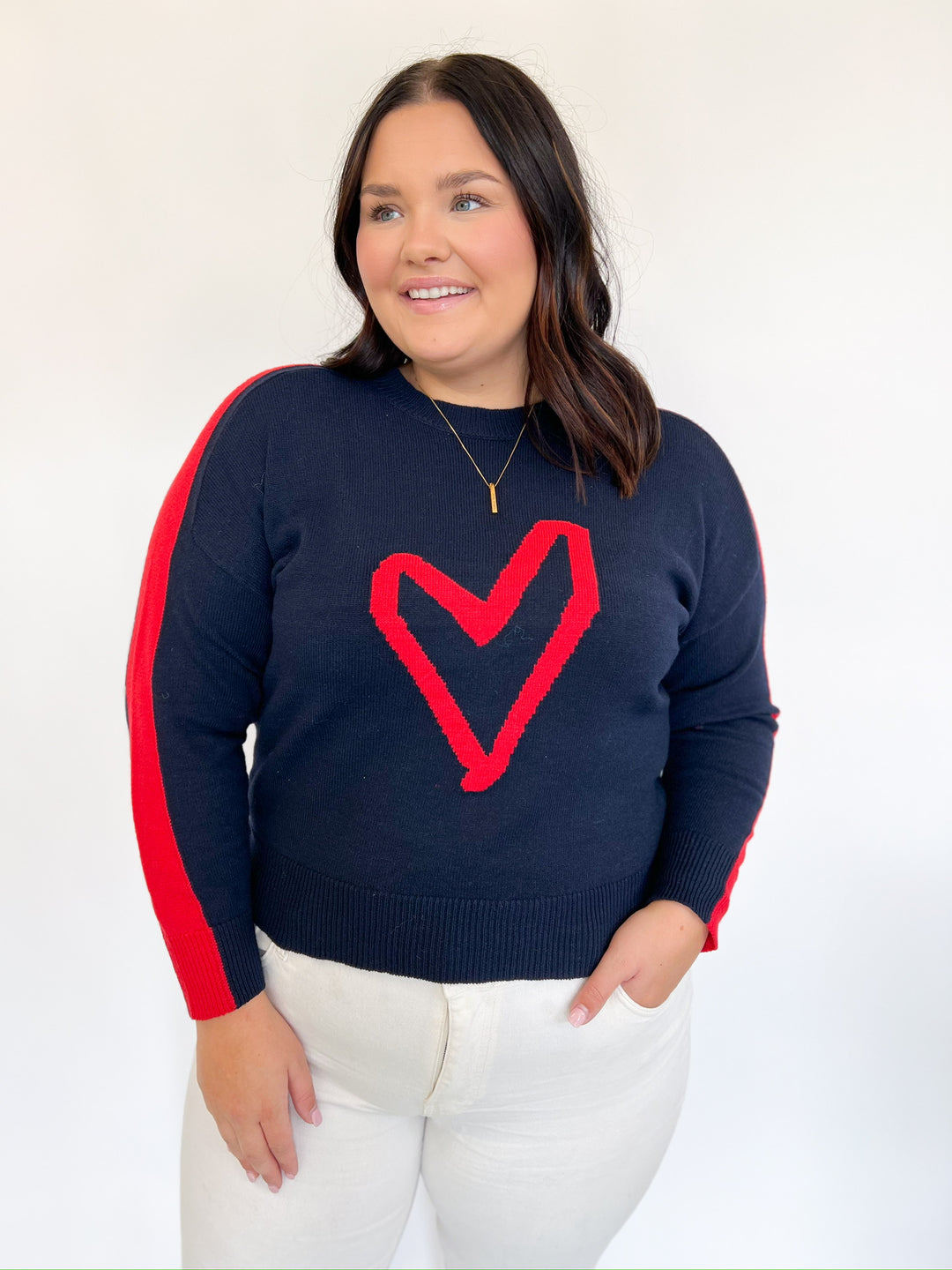 Navy Striped Heart Lottie Sweater