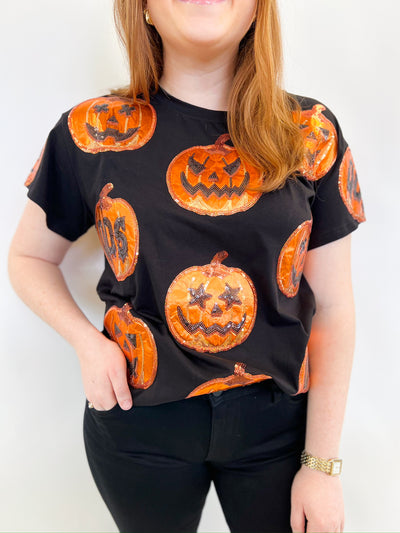 Black & Orange Metallic Pumpkin Tee