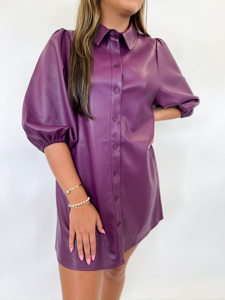 Lily Purple Leather Dress