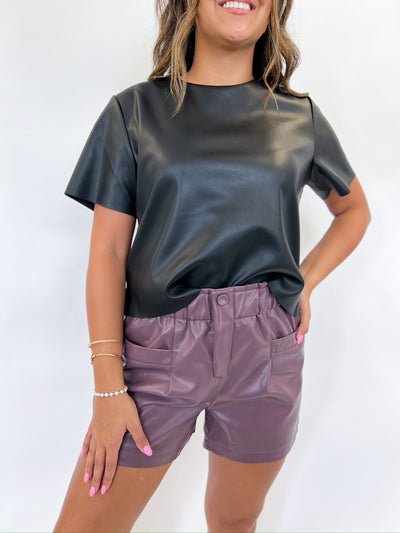 Mauve Leather Shorts