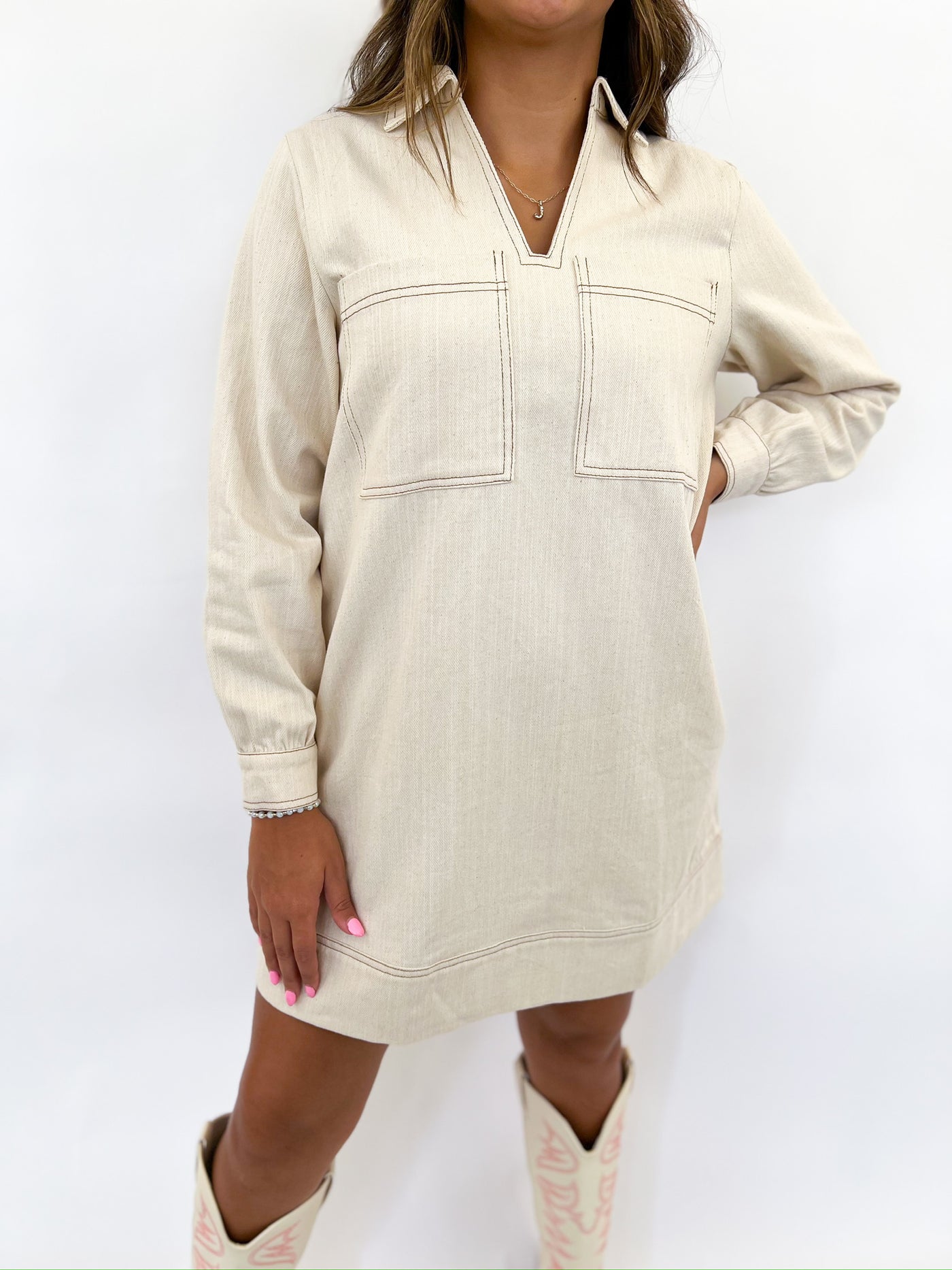 Sand Denim Shirt Dress