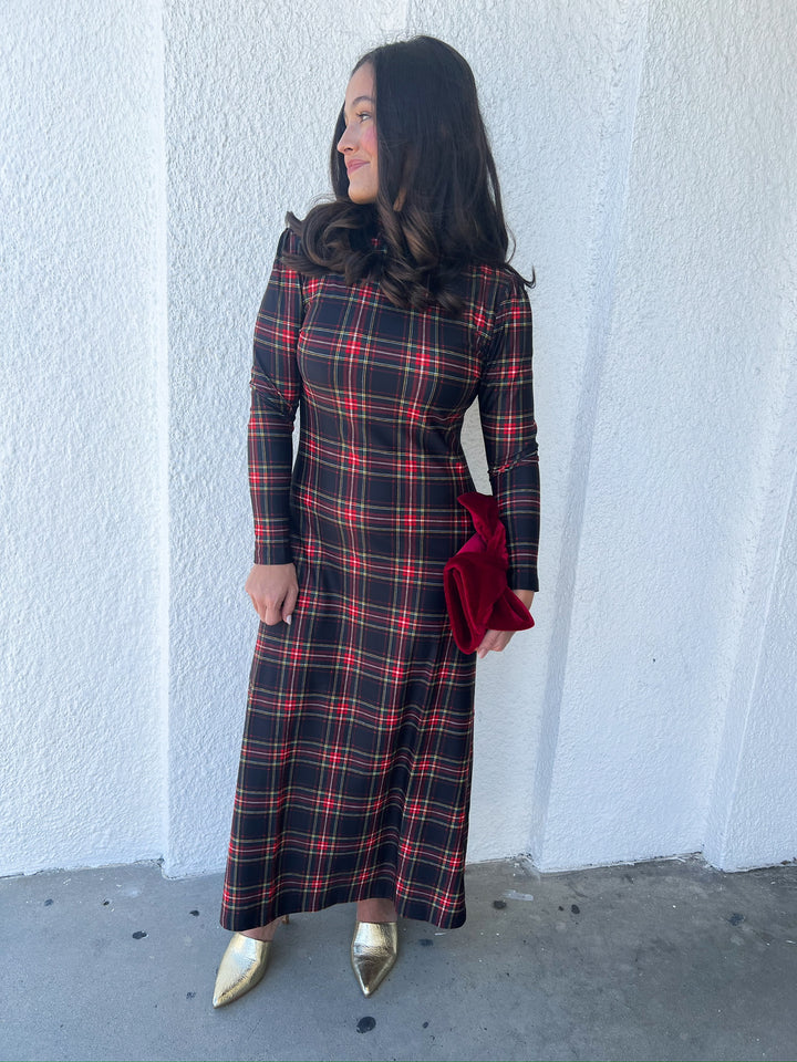 Yuletide Plaid Daisy Midi Dress