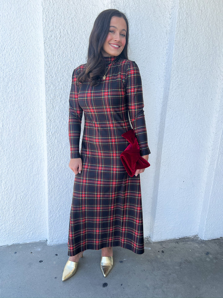 Yuletide Plaid Daisy Midi Dress