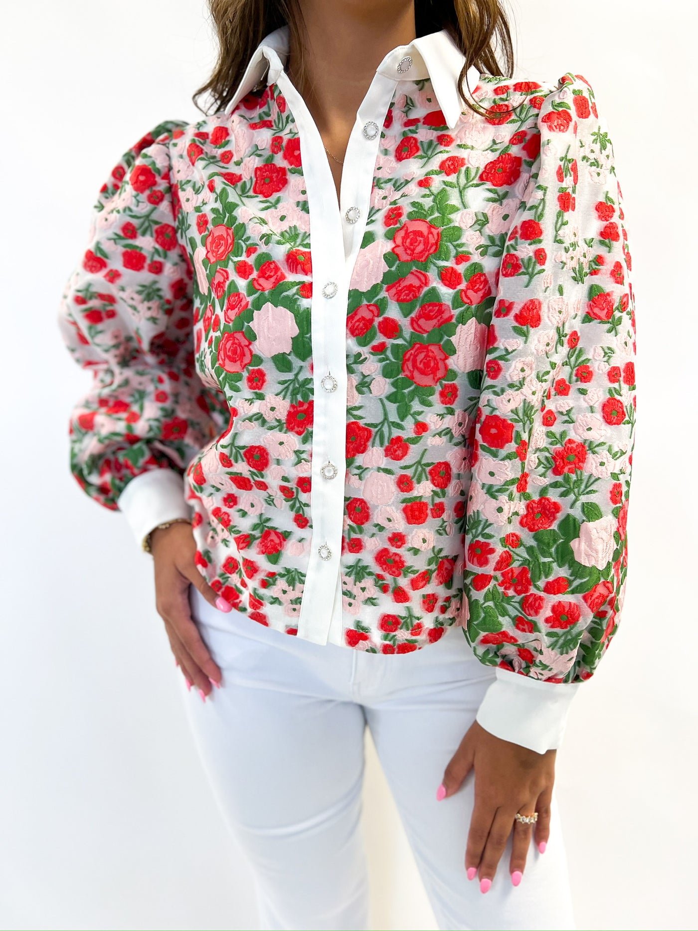 Charm Floral Jacquard Blouse