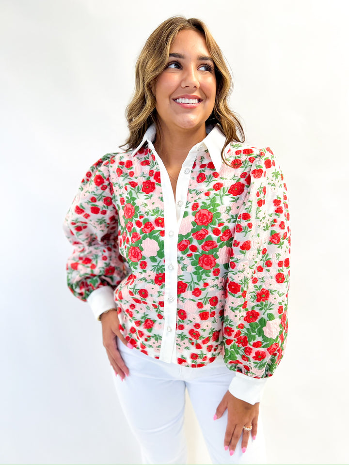 Charm Floral Jacquard Blouse