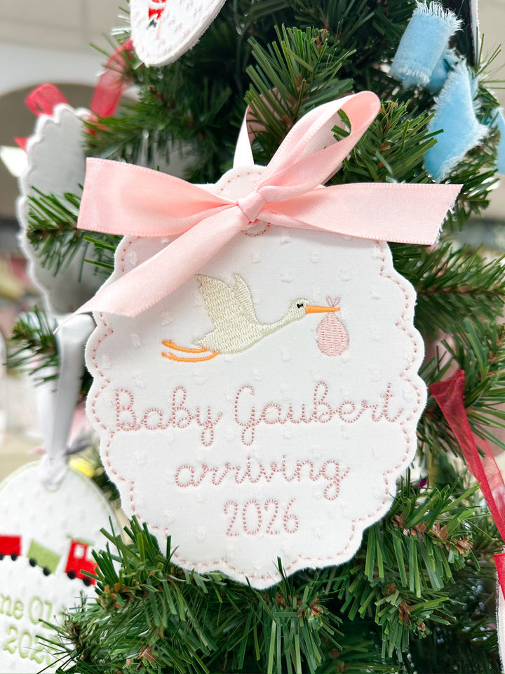 Stork Embroidered Ornament