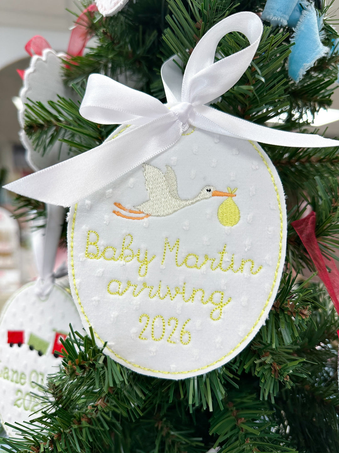 Stork Embroidered Ornament