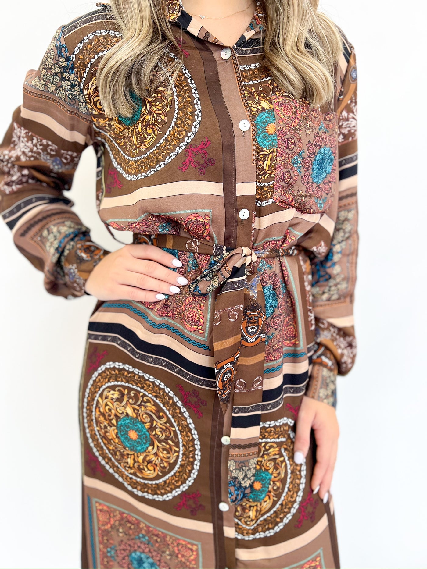 Delila Scarf Print Dress