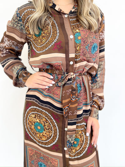 Delila Scarf Print Dress