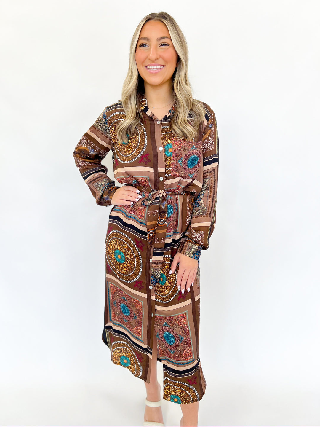 Delila Scarf Print Dress