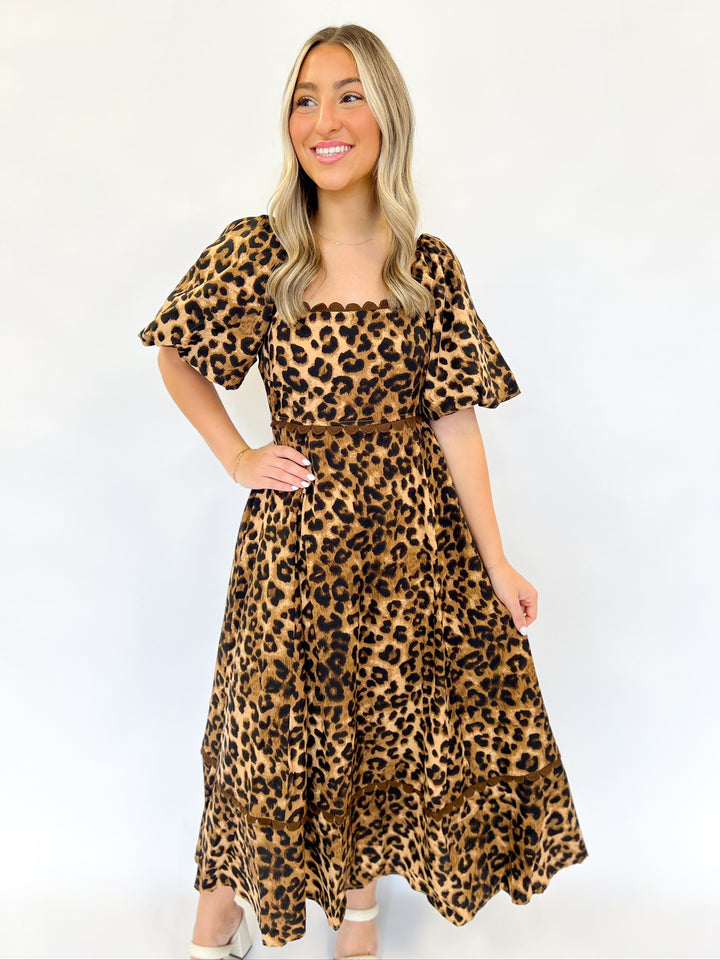 Camel Cheetah Midi Dress