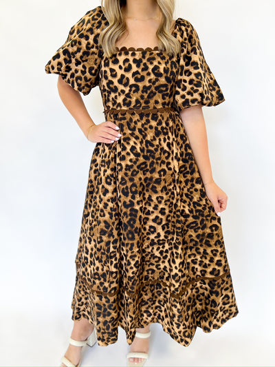 Camel Cheetah Midi Dress