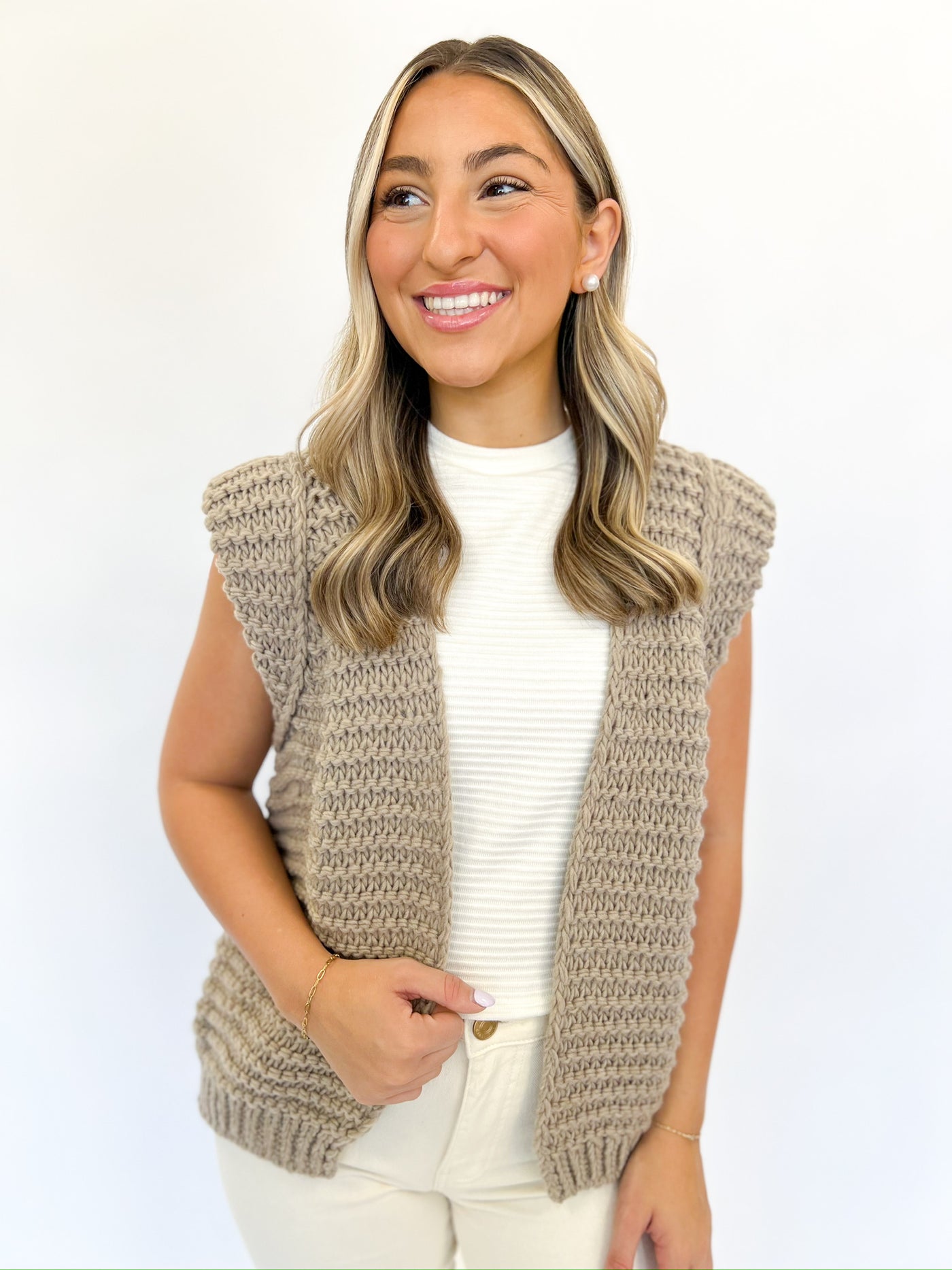 Tina Taupe Knit Vest