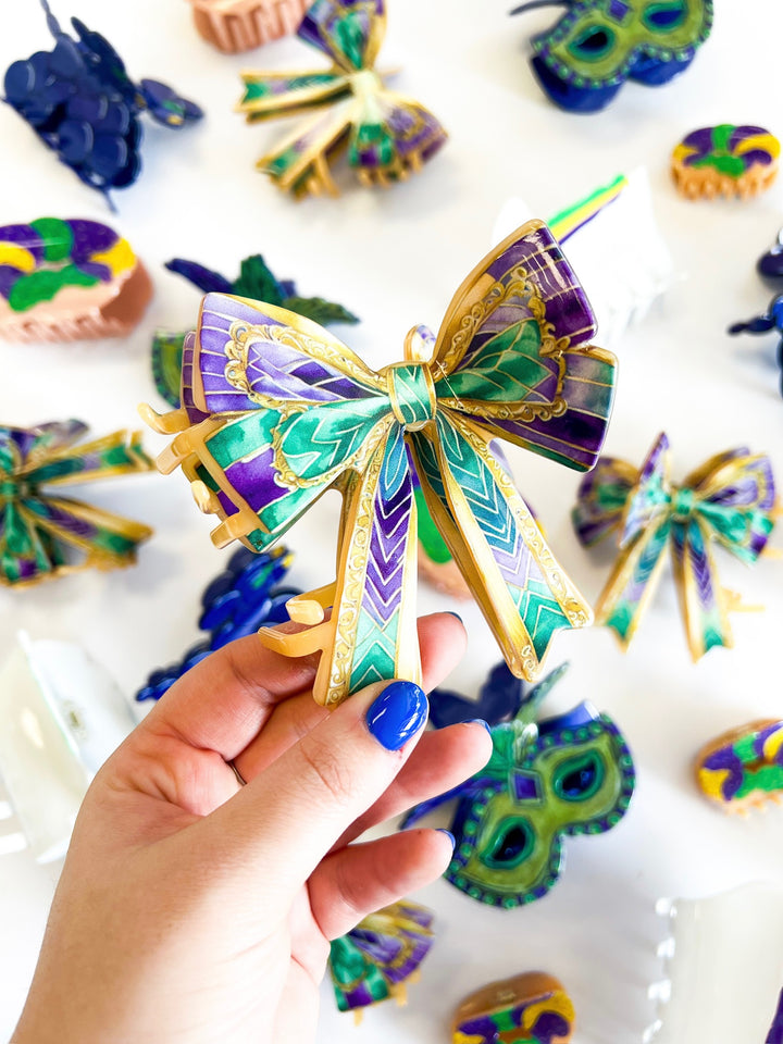 Mardi Gras Bow Claw Clip