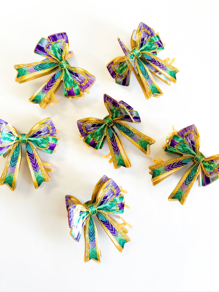 Mardi Gras Bow Claw Clip