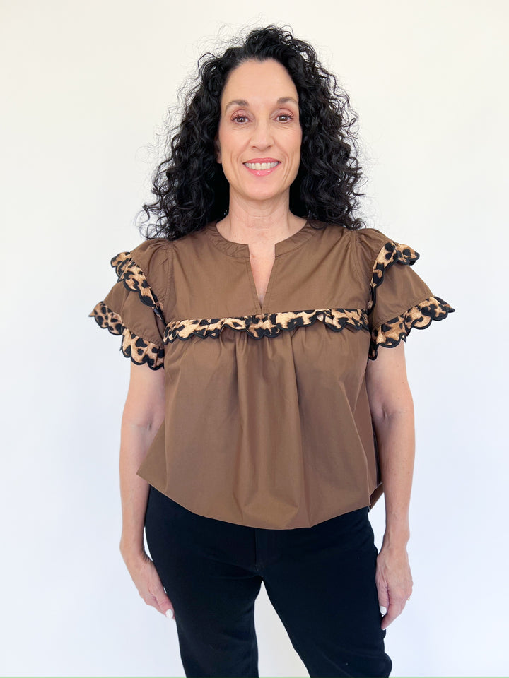 Espresso Chettah Trim Top