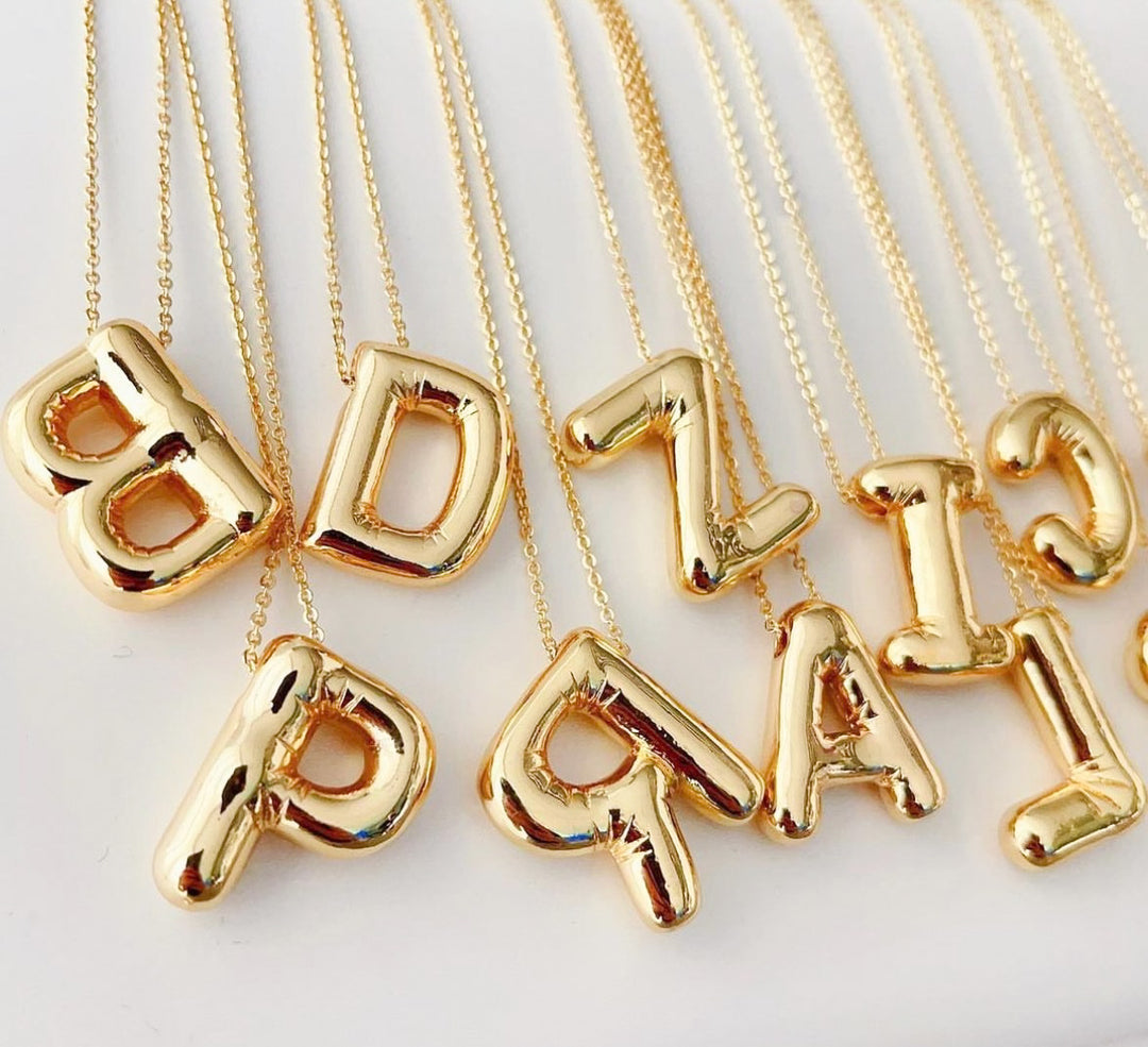 Gold Initial Balloon Necklace