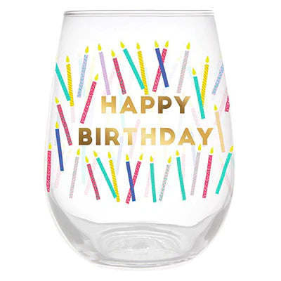 Happy Birthday Candle Wine Glass