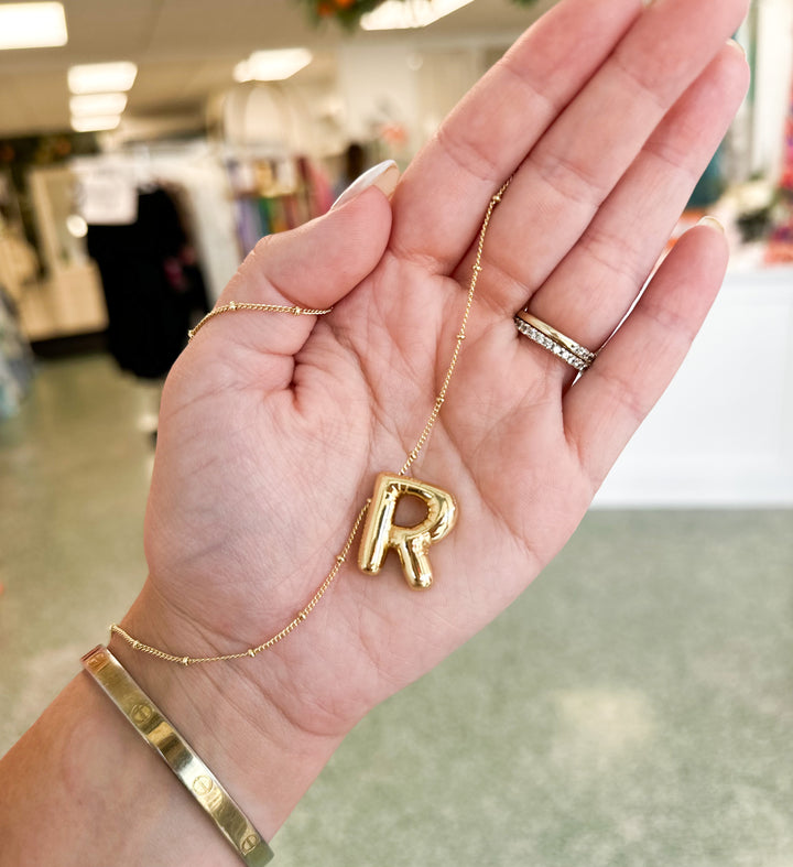 Gold Initial Balloon Necklace