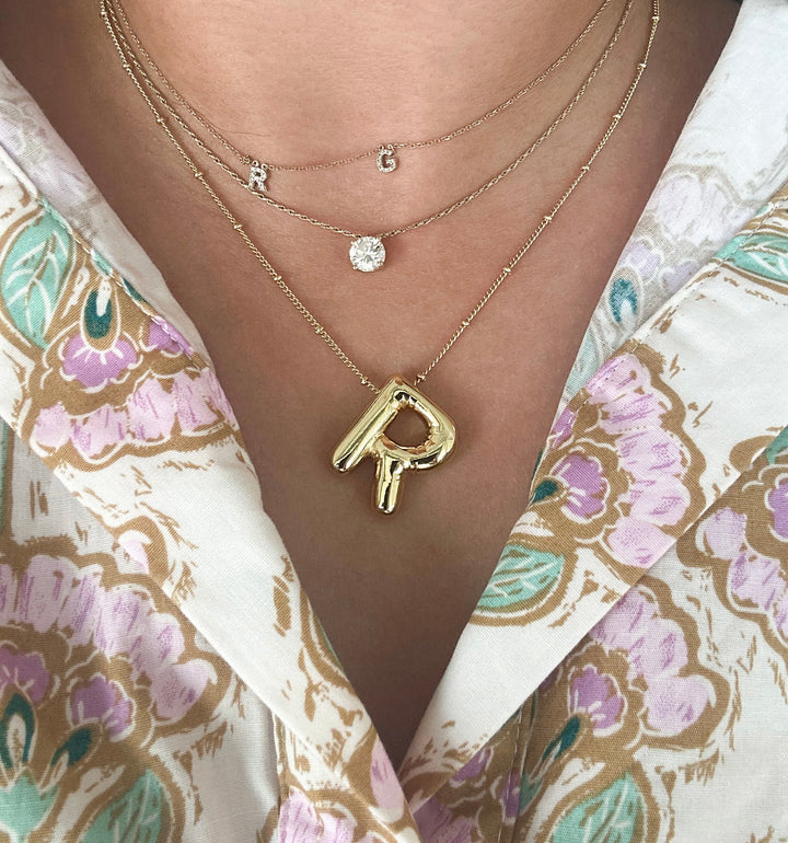 Gold Initial Balloon Necklace