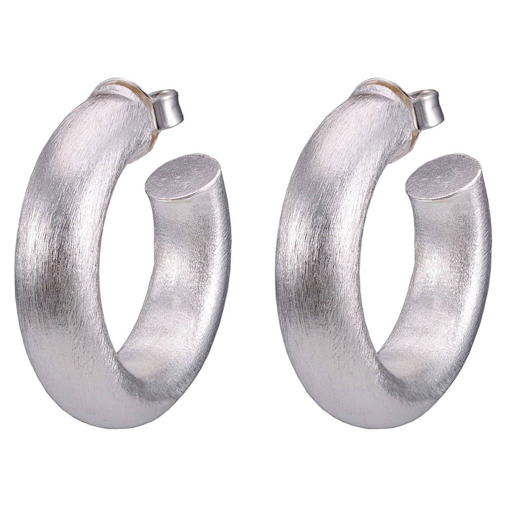 Brushed Silver Small Chantal Hoops