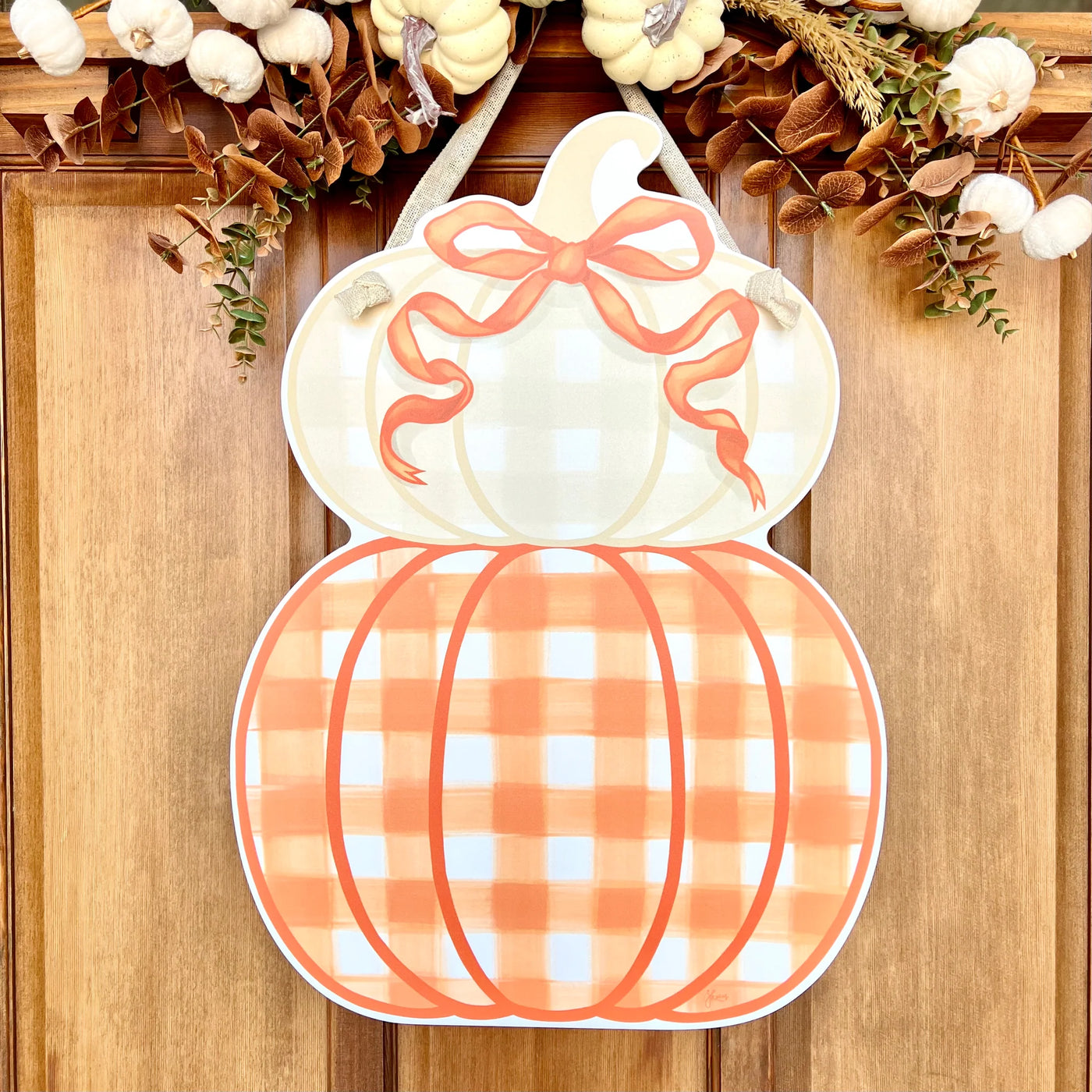 Orange Stacked Pumpkin Duo Door Hanger