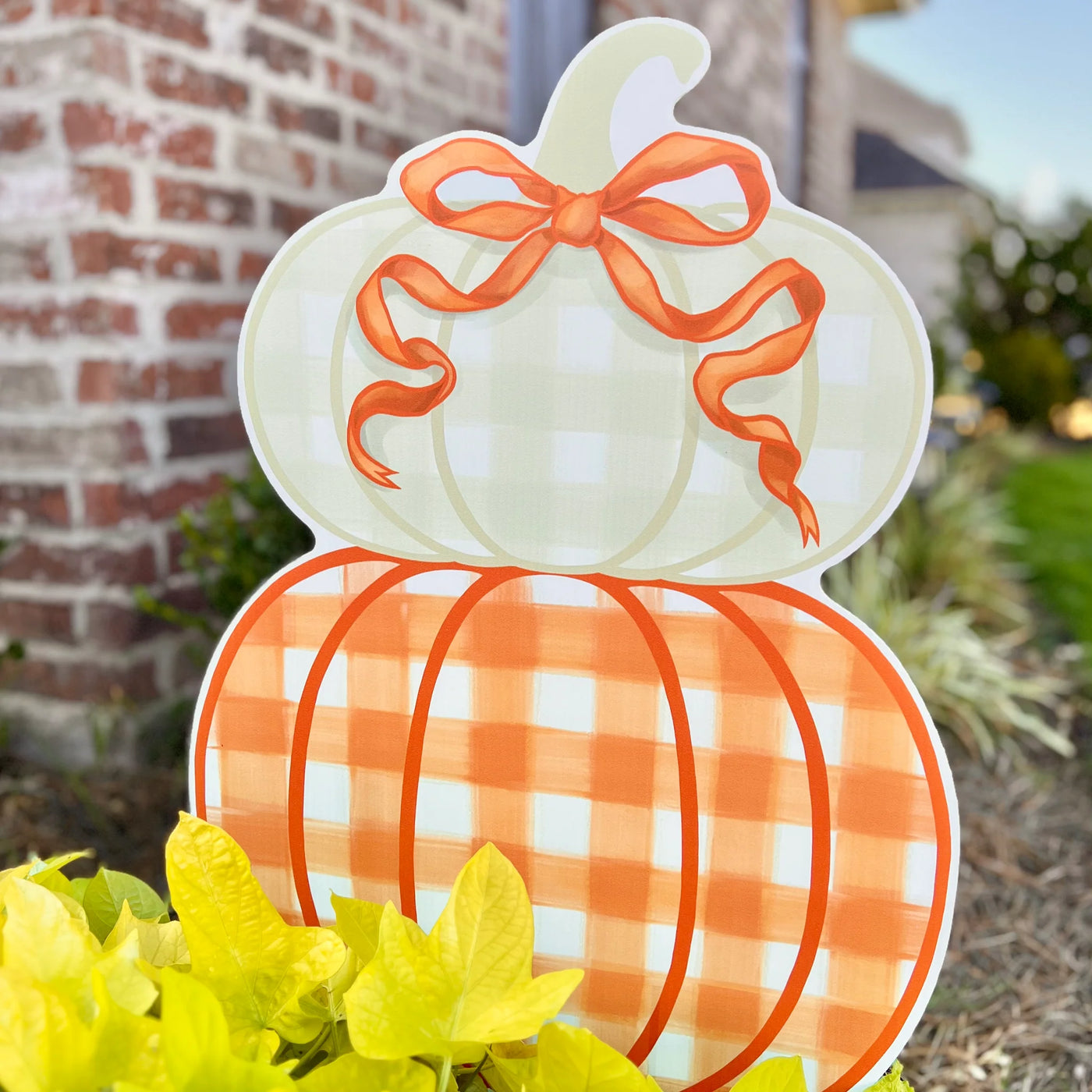 Orange Stacked Pumpkin Duo Yard Sign