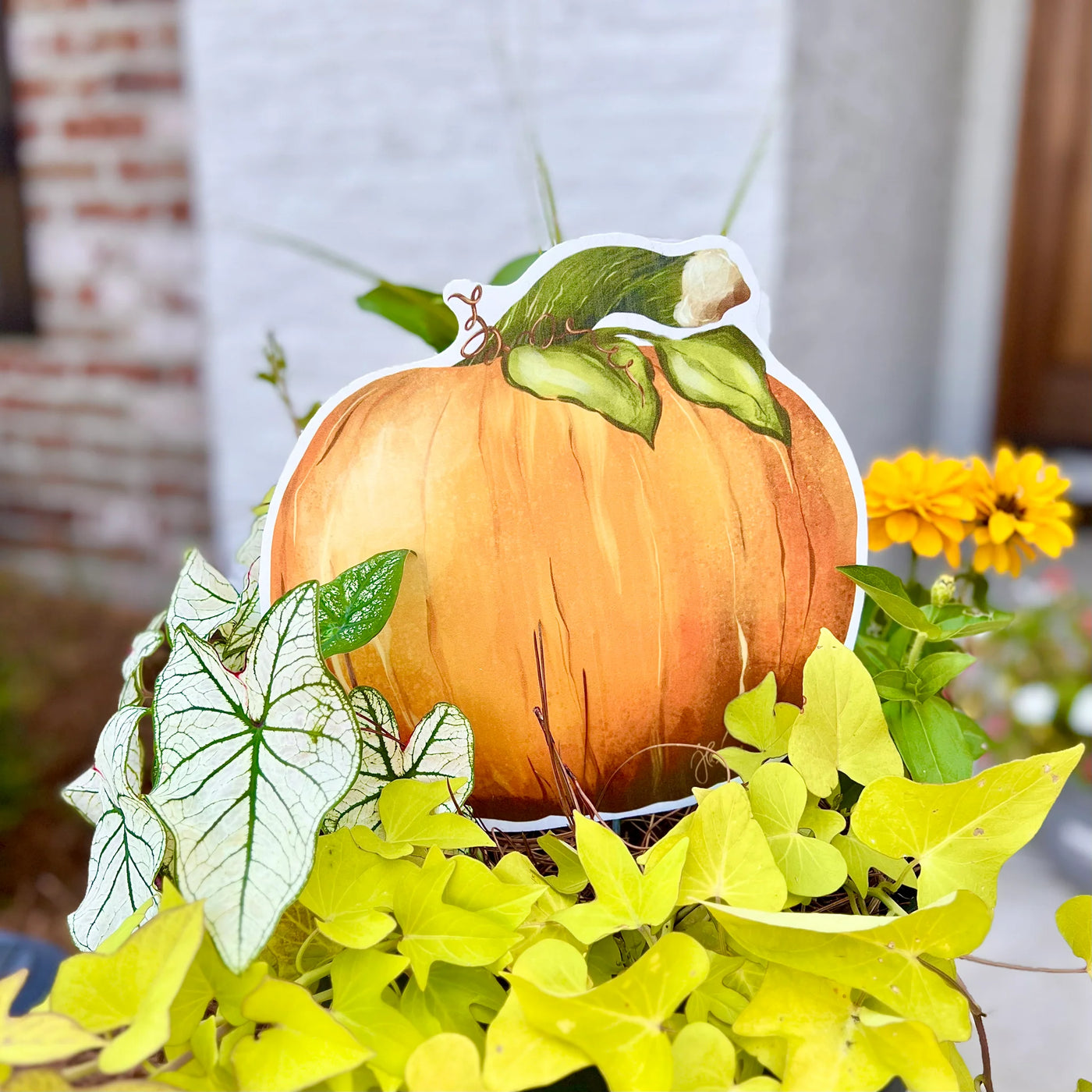 Mini Watercolor Round Pumpkin Yard Sign