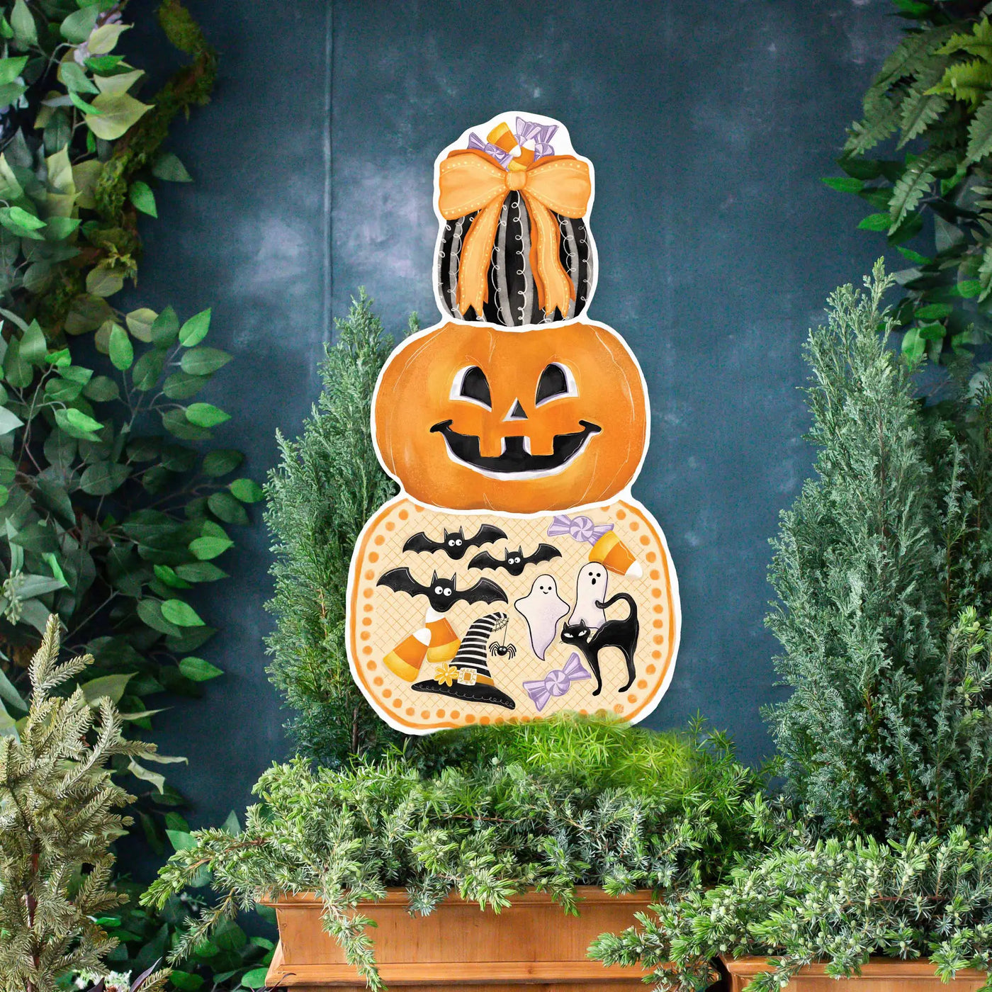 Halloween Stacked Pumpkins Yard Sign