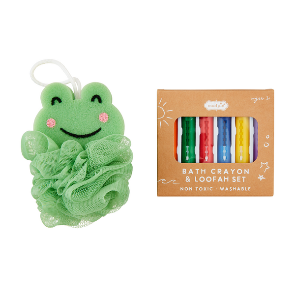 Frog Loofah w/ Bath Crayons